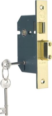 Yale 5 Hebel Einsteck Flügelschloss Hochsicherheit 2,5 Zoll 64 mm Backset Messingoptik