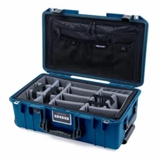 Indigo Blue & Black Pelican 1535 Air case with CVPKG dividers & combo lid pouch.