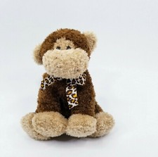 Monkey Plush Stuffed Animal Brown Soft Toy Bow 6"
