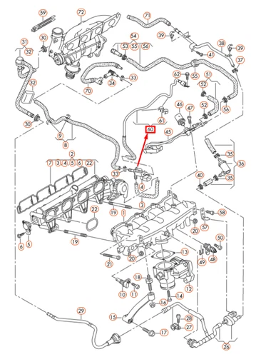 NEU AUDI A4 B8 VAKUUM-VERBINDUNGSSCHLAUCH 06H133583B OEM - Bild 7 von 9