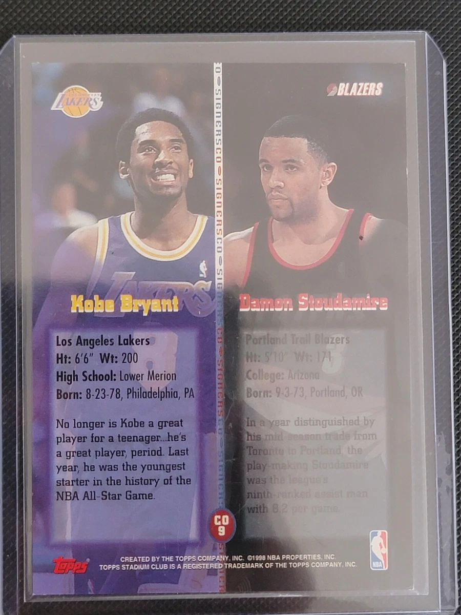 Kobe Bryant Damon Stoudamire 1998 Topps Stadium Club Co-Signers On Card AUTO