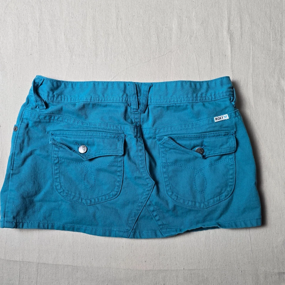 Roxy 女式绿松石弹力牛仔裙 11 码休闲二手 — 第 2/4 张图片