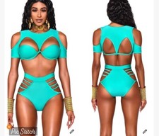 B Fyne Britt Bikini Top Aqua Green size XXL NWT