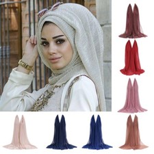 Shiny Shimmer Glitter Sparkly Plain Colour Scarf Hijab Shawl Wrap
