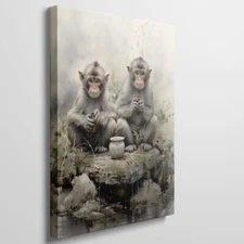Realistic Monkeys Wall Art Canvas Unframed Print Art