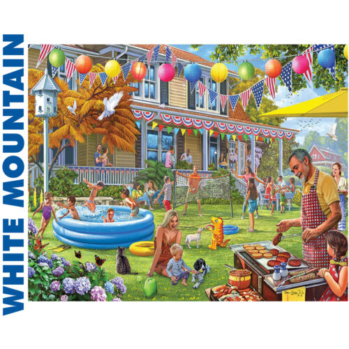 Backyard BBQ 1000 Pieces jigsaw puzzle WHITE MOUNTAIN 1554 Super Deluxe - Picture 1 of 10