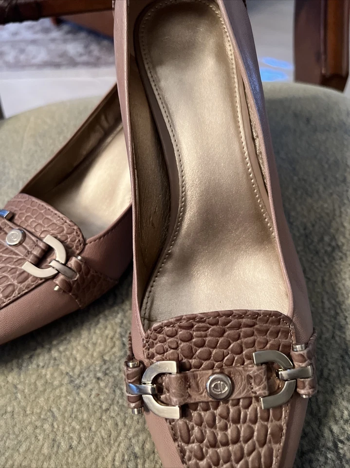 Zapatos de salón de cuero CIRCA JOAN & DAVID talla 9M marrón charol tacones de gatito Foto 3 de 4