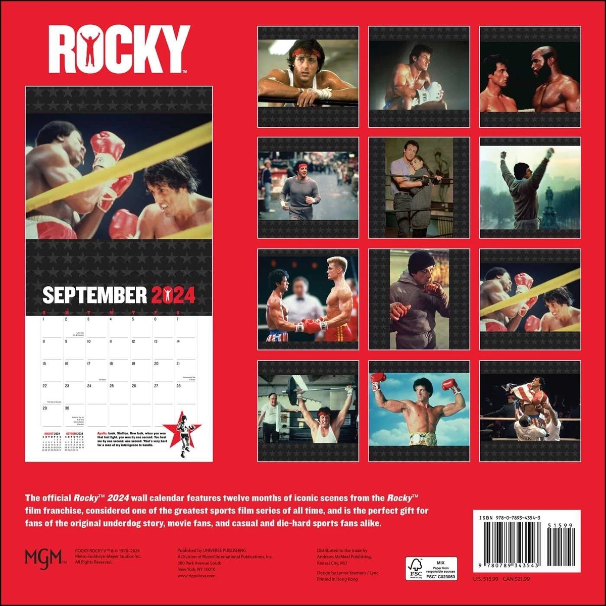 Rocky 2024 Wall Calendar [Calendar] Metro-Goldwyn-Mayer Studios  9780789343543 | eBay