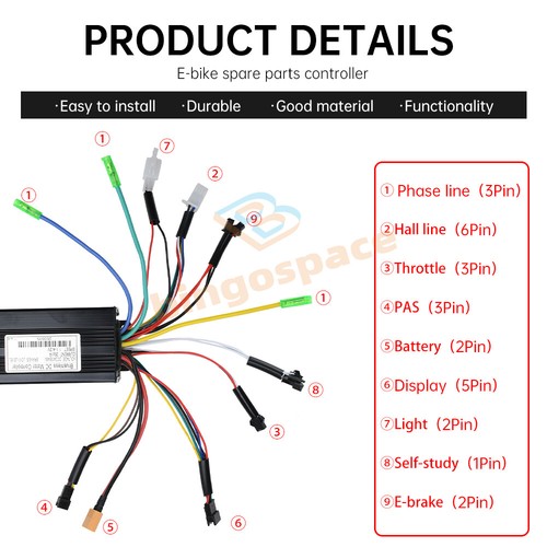 DC 24V/36V/48V Sine Wave Electric Vehicle Controller Brushless Motor Driver NEW - Picture 11 of 12