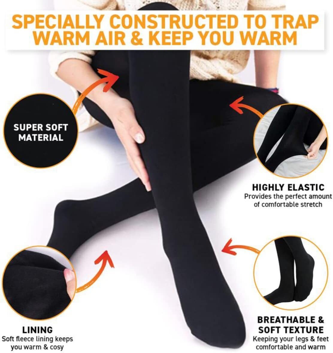 Soft and Cosy Heat Control Thermal (2Pairs) Fleece Lined Leggings - Main Image