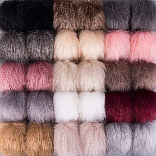 Pompon fourrure pas cher lot de 30 boules fausse fourrure 10cm pour tricotage