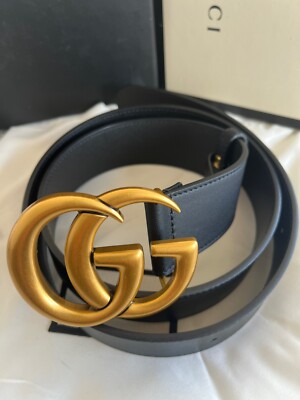 Gucci Women’s Black Leather Belt with Gold Double G Buckle Size 90. Wide Black Leather Women main image 3
