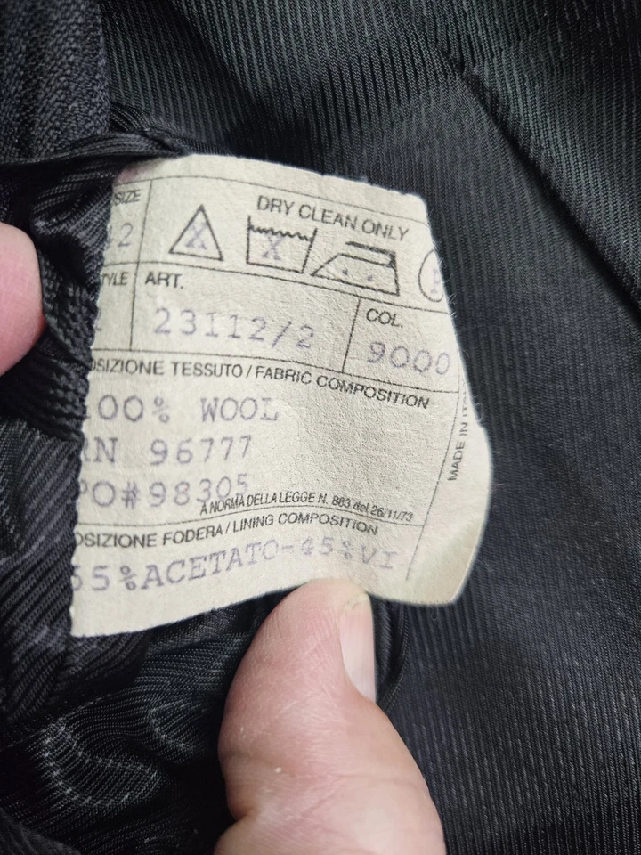 Bachrach 羊毛套装意大利男式 42R 黑色针条纹打褶前裤 36Wx28.5 — 第 4/4 张图片