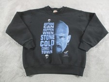 Vintage WWF Stone Cold Fruit Of The Loom Sweatshirt Youth 14-16 Black  Graphic