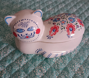 Orient Express Elizabeth Arden Cat Porcelain Trinket Box Made in Japan
