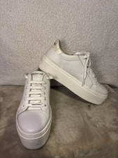 Valentino Mens White Logo Lace-Up Low-Top Pla...