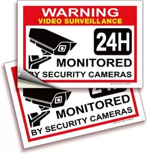2 Pack 10x7 Inch Video Surveillance Warning Sticker Sign for Indoor Outdoor US