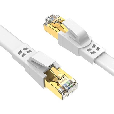 Cat8 Ethernet Kabel 0,15m 2er Set Wetterfest Flach Weiß Hochgeschwindigkeit