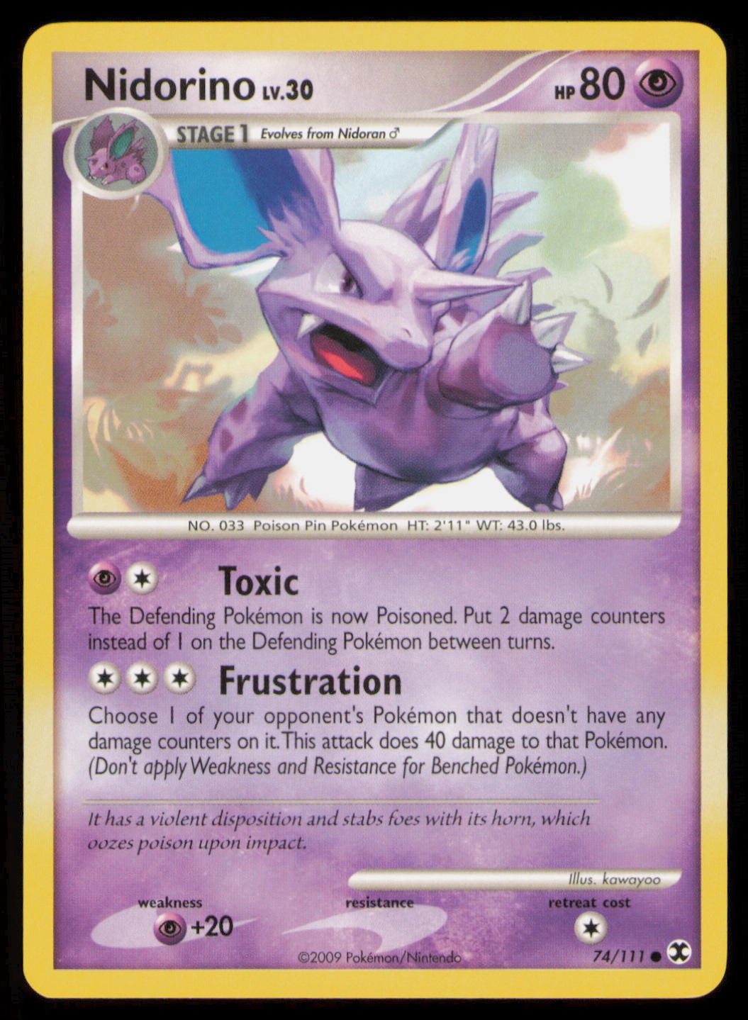 Nidorino 74/111 Common Rising Rivals Pokemon Lightly Played