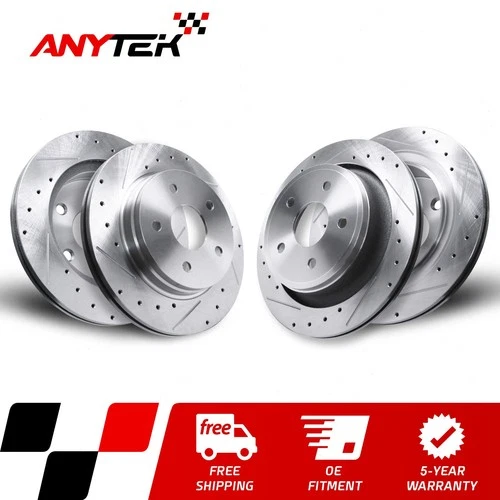 4x Front & Rear Drilled Brake Rotors for Ram 2011-2018 1500 2019-23 1500 Classic