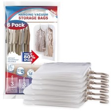 Hanging Vacuum Storage Bags, 6 Pack Large Hanging Space Saver Bags, 6-Combo