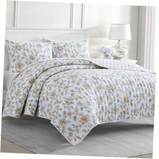 100 Cotton 3-Pc Reversible Quilt Set, Washed, King Floral Bethany Jacobean