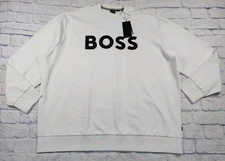 HUGO BOSS MENS SIZE 4XL White Soleri Oversize Fit Sweatshirt Logo