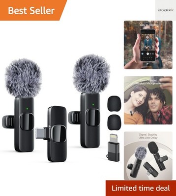 Omnidirectional Lavalier Microphone Set with Noise Reduction for YouTube & Vlogs