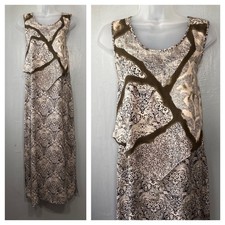 Vintage Rayon Dress Size Medium Brown Artsy Tribal Boho Whimsigoth Goblincore