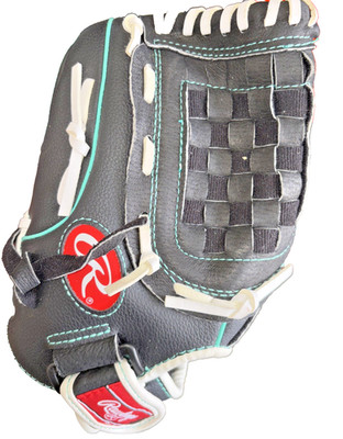 RAWLINGS WFP115MT Softball Glove 11.5  FAST PITCH Lefty Black & Teal Stripes EUC