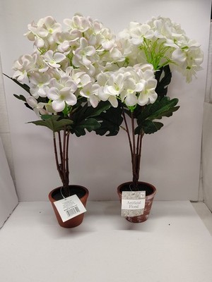 Artificial 14in White Hydrangea Plants In An Terracotta Pot Set Of Two