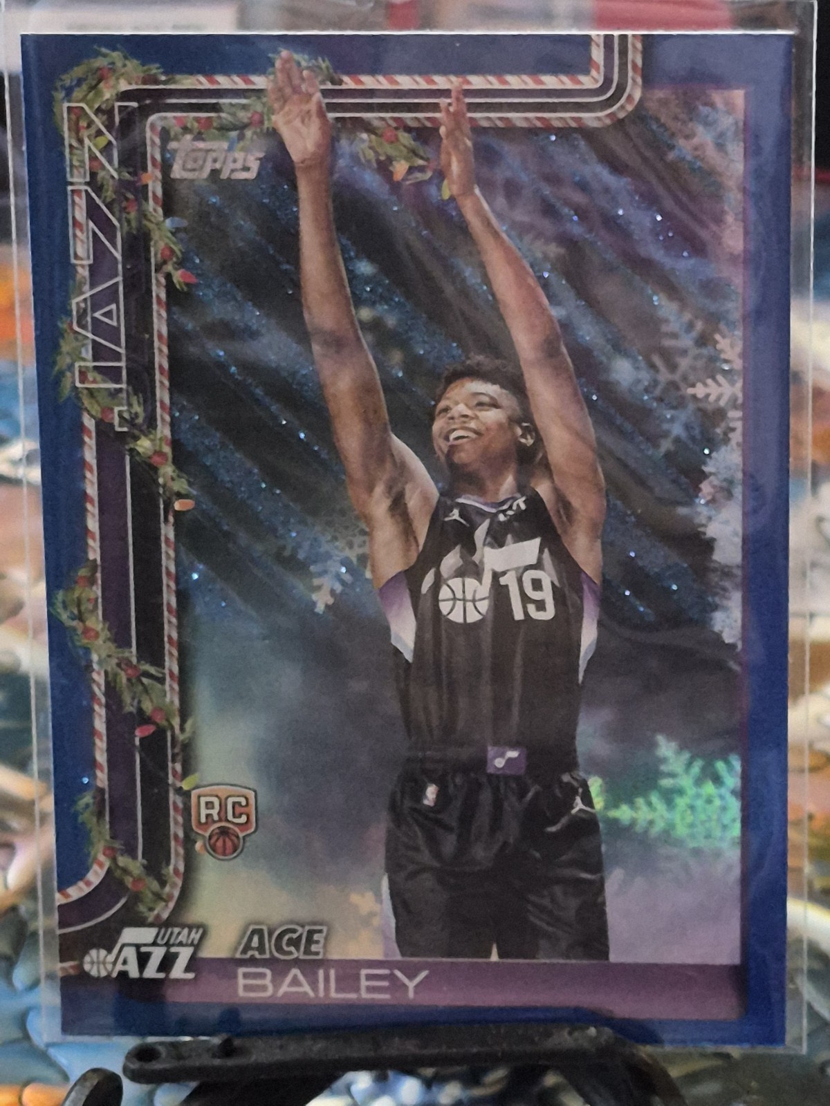 2025-26 Topps Holiday - Ace Bailey #H165 Holiday Metallic Blue Glitter (RC)