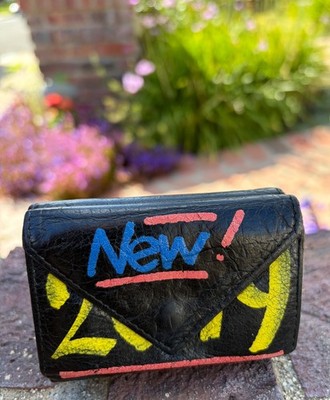 Auth Balenciaga Graffiti Leather Mini Wallet Italy US Seller FreeShipping