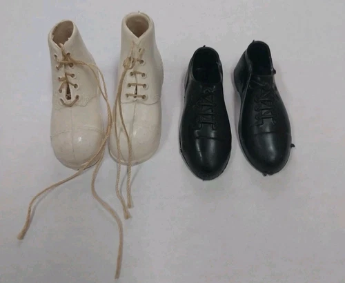 Vintage 1960s RARE GI Joe Action White Lace Up Boots & Black Dress Uniform Shoe