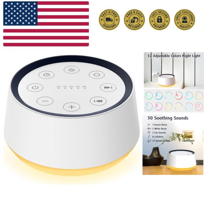 #ad Brown Noise Sound Machine with 30 Soothing Sounds 12 Colors Night Light White... $31.31