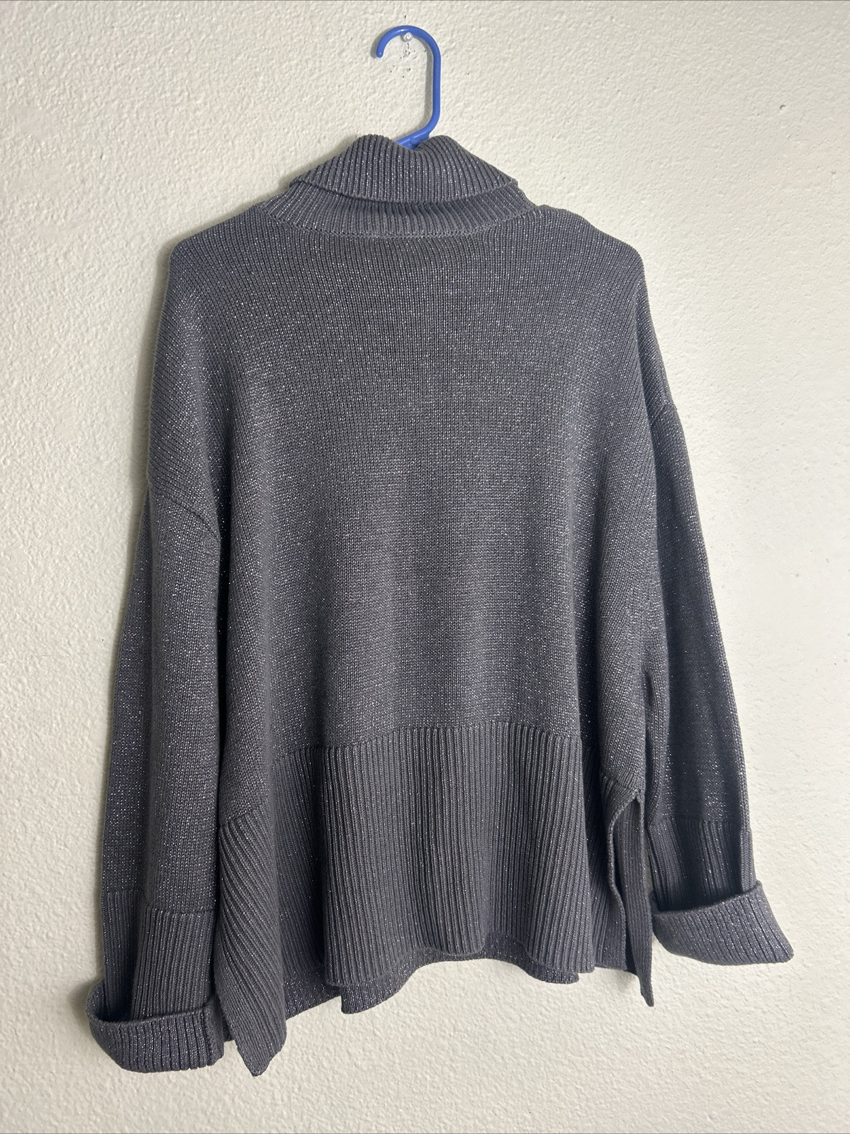 Gap 24/7 Split Hem Turtle Neck Pull Sweater Silve… - image 13