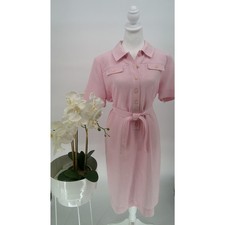 Vintage Henry Lee Draper's & Damon's Baby Pink Button Up Shift Dress Size 14P