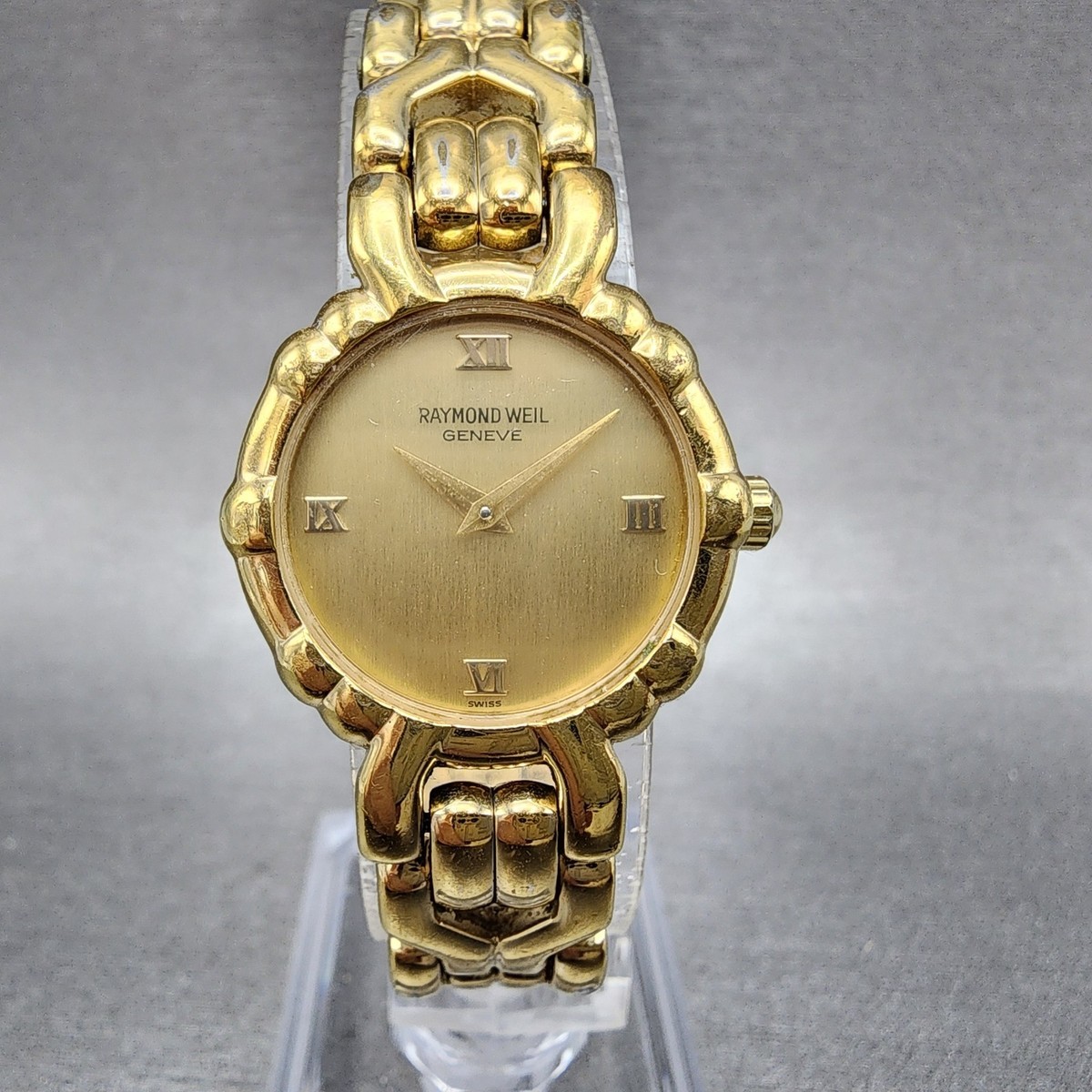 Raymond Weil Watch Women 24mm Gold Dial Gold Plated Round 3747 New
