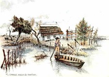 Kuenstlerkarte Robert Lepine Camargue Maison de Gardian 