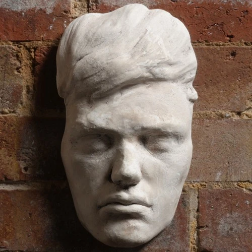 Antiqued Nicholas H Wood Original Self Portrait Plaster Cast Sculpture