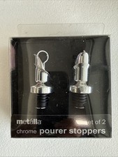 Metalla Chrome Pourer Stoppers for Wine & Spirits Set of 2 New