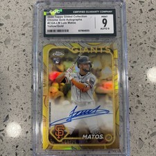 2024 Topps Gilded - Chrome Gold Autograph Luis Matos #CGA-LM Yellow /75 (AU, RC)