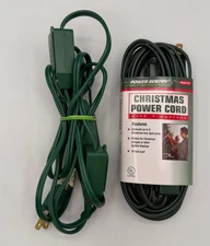 9ft and 15ft Green Christmas Tree Extension Cord w/ 9 Outlet Taps Indoor Use
