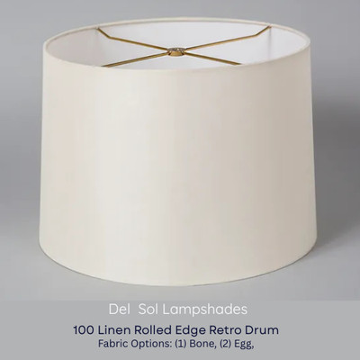 Del Sol HardBack Linen Rolled Edge Retro Drum Lamp shade # 100 NEW