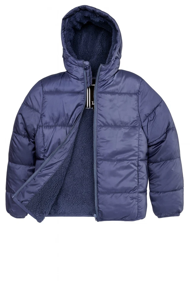 1826 Boys Hooded Puffer Coat, Heavyweight Sherpa Lined Winter Jacket with Pocket - Image 2 of 4