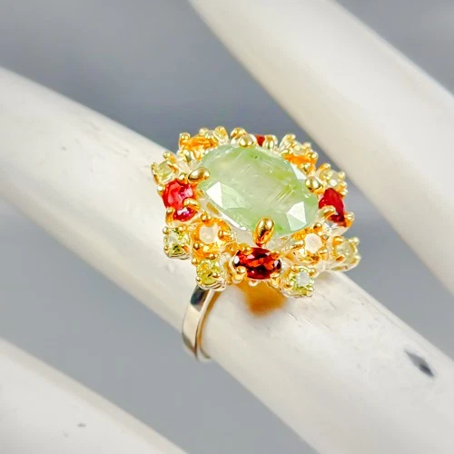 Винтажное кольцо из стерлингового серебра 925 пробы с натуральным кианитом размер 6/R425855 - Изображение 3 из 4