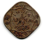 BRITISH INDIA 1946 GEORGE VI 1/2 ANNA RARE COIN