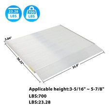 Silver Mobility Wheelchair Threshold Ramp 3-5/16" ~ 5-7/8" Adjustable Height