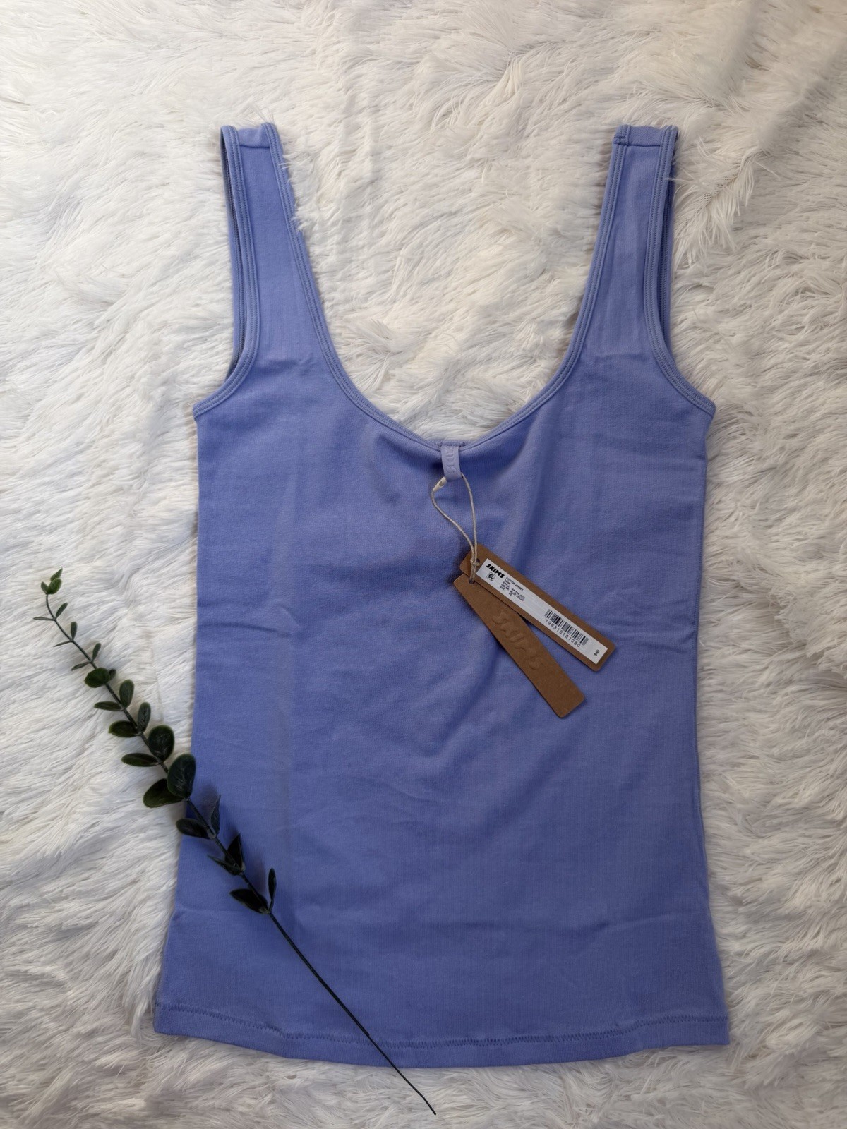 SKIMS Cotton Jersey Tank Top Blue Violet XS Scoop Neck Sleeveless