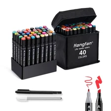 Art Markers, for Adult Coloring Books No Bleeding,40 Colors Dual Tip Alcohol ...